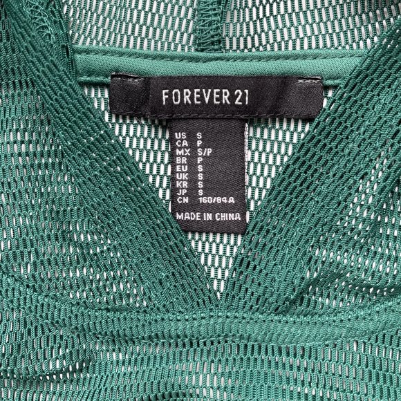 ♦️SOLD♦️FOREVER 21 Green Open-Mesh Hoodie Top NWOT - Picture 7 of 8